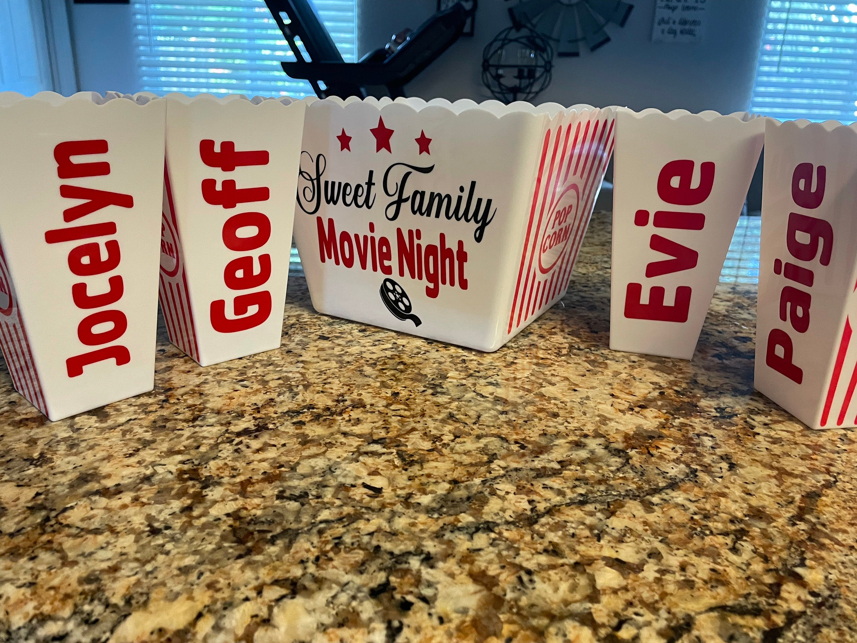 Personalized Popcorn Set /Personalized Popcorn Tub/ Party Favors, Family Gifts, Party Favors Popcorn. Gift Basket