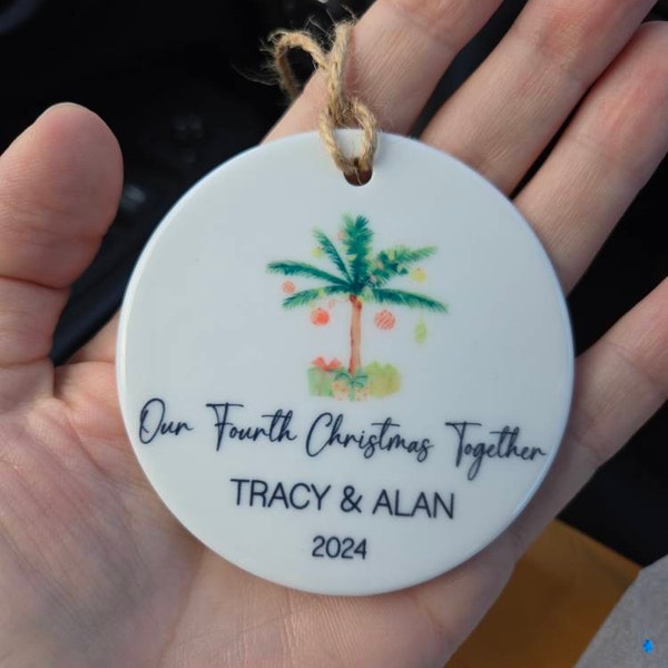 Personalized Christmas Ornament Name and Date or Year Ceramic Custom