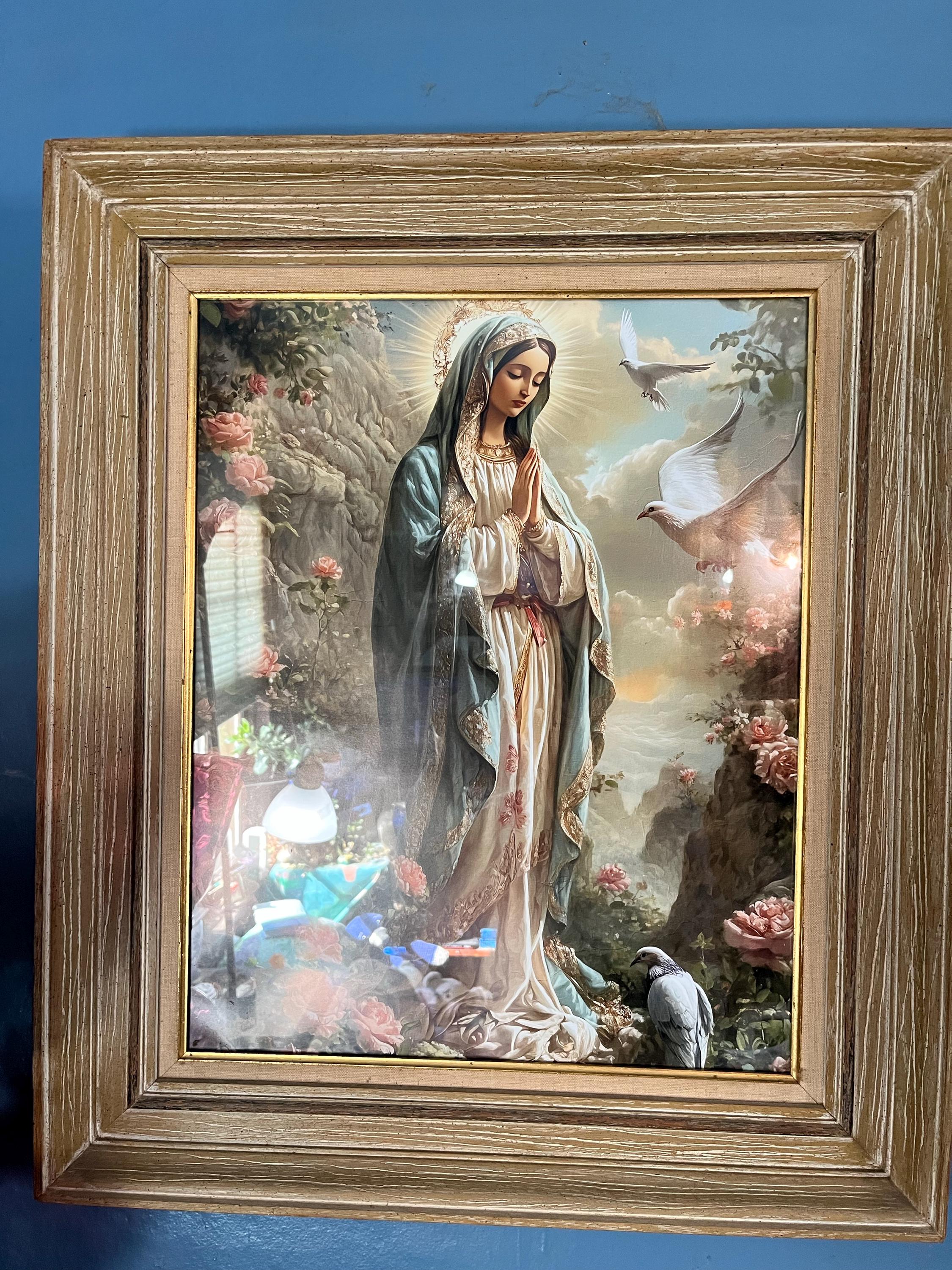 The Virgin Mary Among the Roses | Catholic Prints | Portrait of the Virgin Mary | Digital Download | Christian Gifts | Religious Images