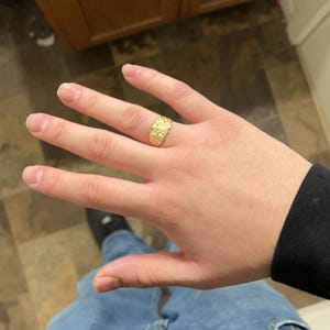 10k Real Solid Gold Square Nugget Ring, 11mm 13mm 16mm 18mm, 10k Gold Ring, 10k Gold Statement Ring, Men and Women Ring, Nugget Ring