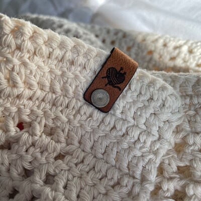 Custom Small Labels With Flat or Ball Rivet, Knitted Beanie Tags ...