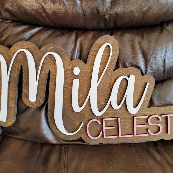 Personalized 3D Nursery Baby Name Sign | Custom Wood Name Plaque ...