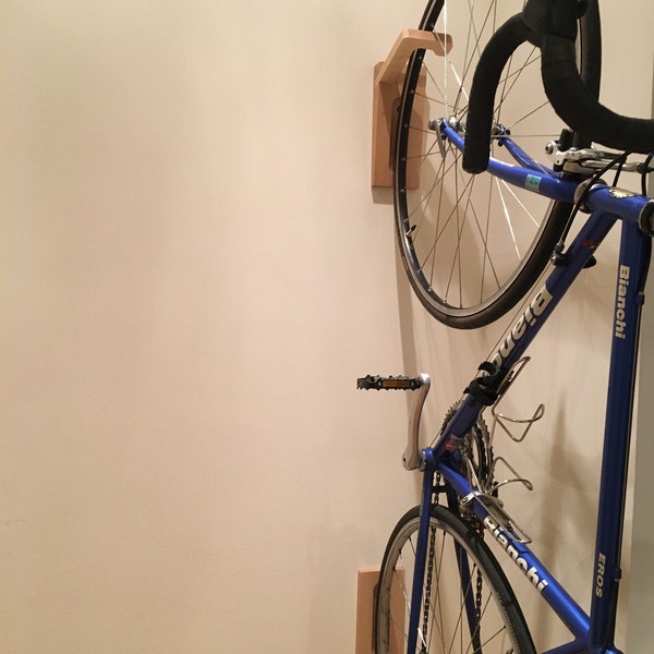 Tokyo Bike Rack Wall Mount / Wooden Wall Hook for Bike Storage ...