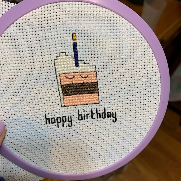Birthday Cake Card Cross Stitch Pattern - Happy Birthday - Instant ...