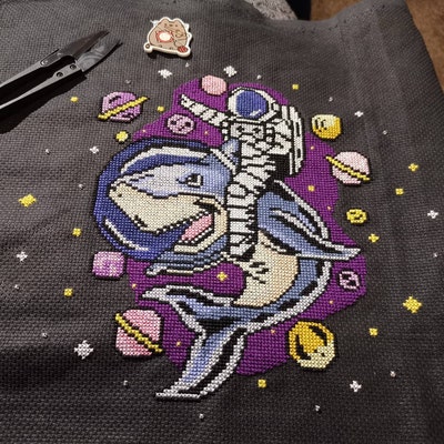SET OF 8 Astronaut Cross Stitch Pattern Space Theme Embroidery Galaxy ...