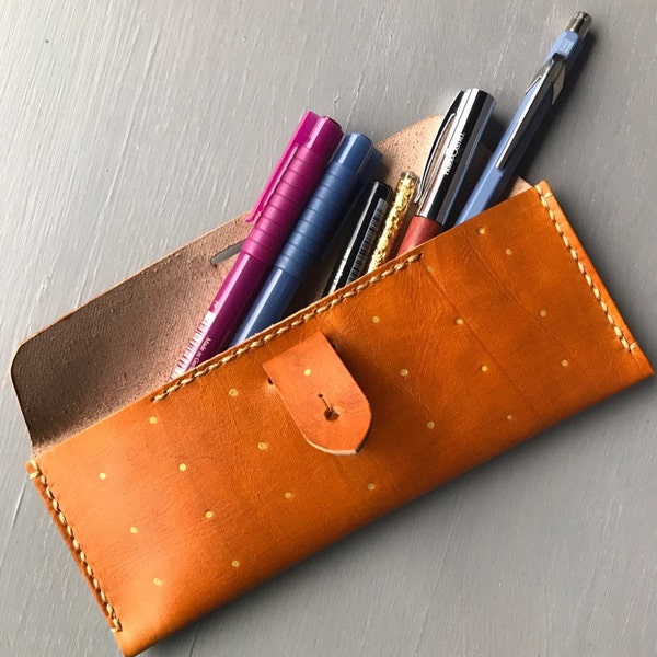 Brown - Handcrafted Quilted Pencil Pouch 11