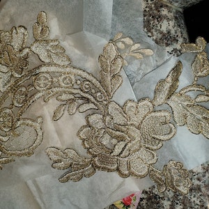 Gold Metallic Beaded Applique Beaded Applique Lace Pair for - Etsy