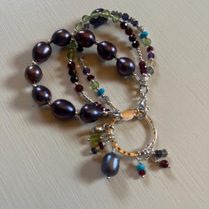 ブレスレット [Retro finger] stone bracelet (3types) Vintage Multi-colored Triple Strands Bracelet (103) Faceted