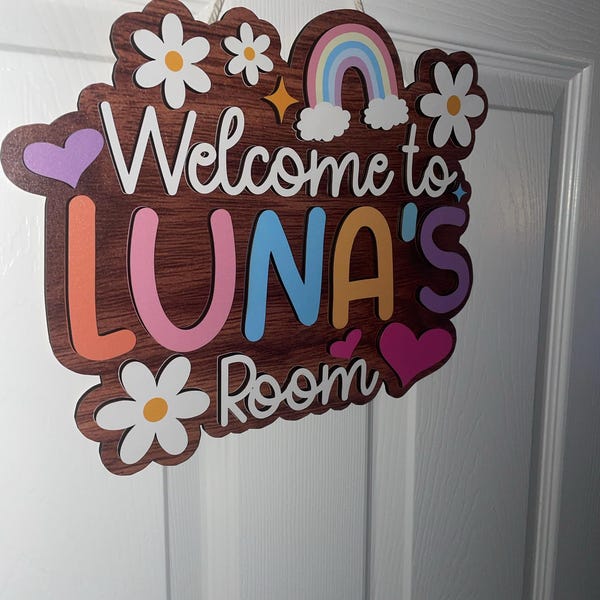 Personalized Girl Door Sign, Nursery Name Sign, Custom Wall Sign, Kids ...