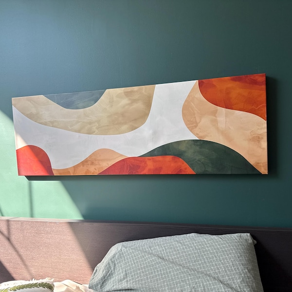 Mid Century Modern Abstract Canvas Art | Geometric Shapes Print - Etsy
