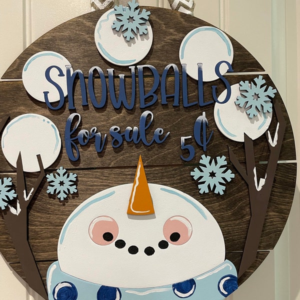 Snowman Door Hanger Sign SVG File - 15" Shiplap Let It Snow Sign ...