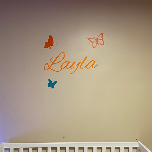 Personalized Name Butterfly Wall Decal - Custom Name Butterfly Wall ...