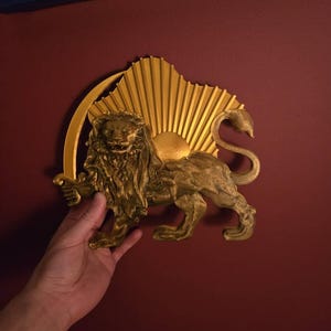 見事な手作りペルシャ帝国国旗シンボル - ライオンと太陽 - シル・オ