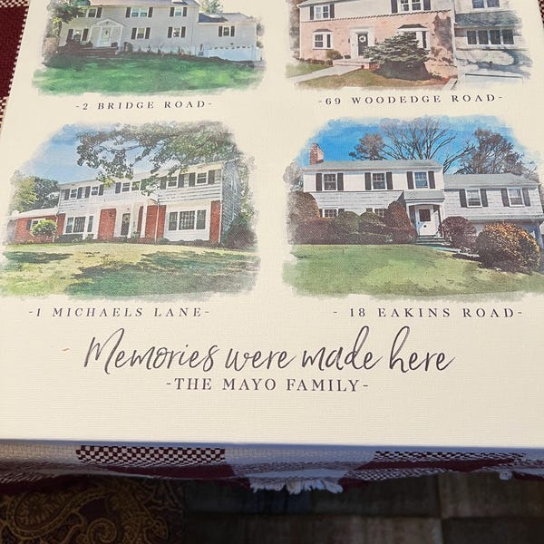 Multiple House Watercolor Portrait – Custom Family Home Canvas Print - Etsy
