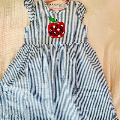 Monogram Back to School Apple Dress for Baby Toddler Girls - Etsy
