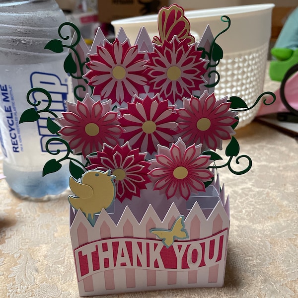 Whimsy Floral Garden Card in A Box 3D SVG - Etsy