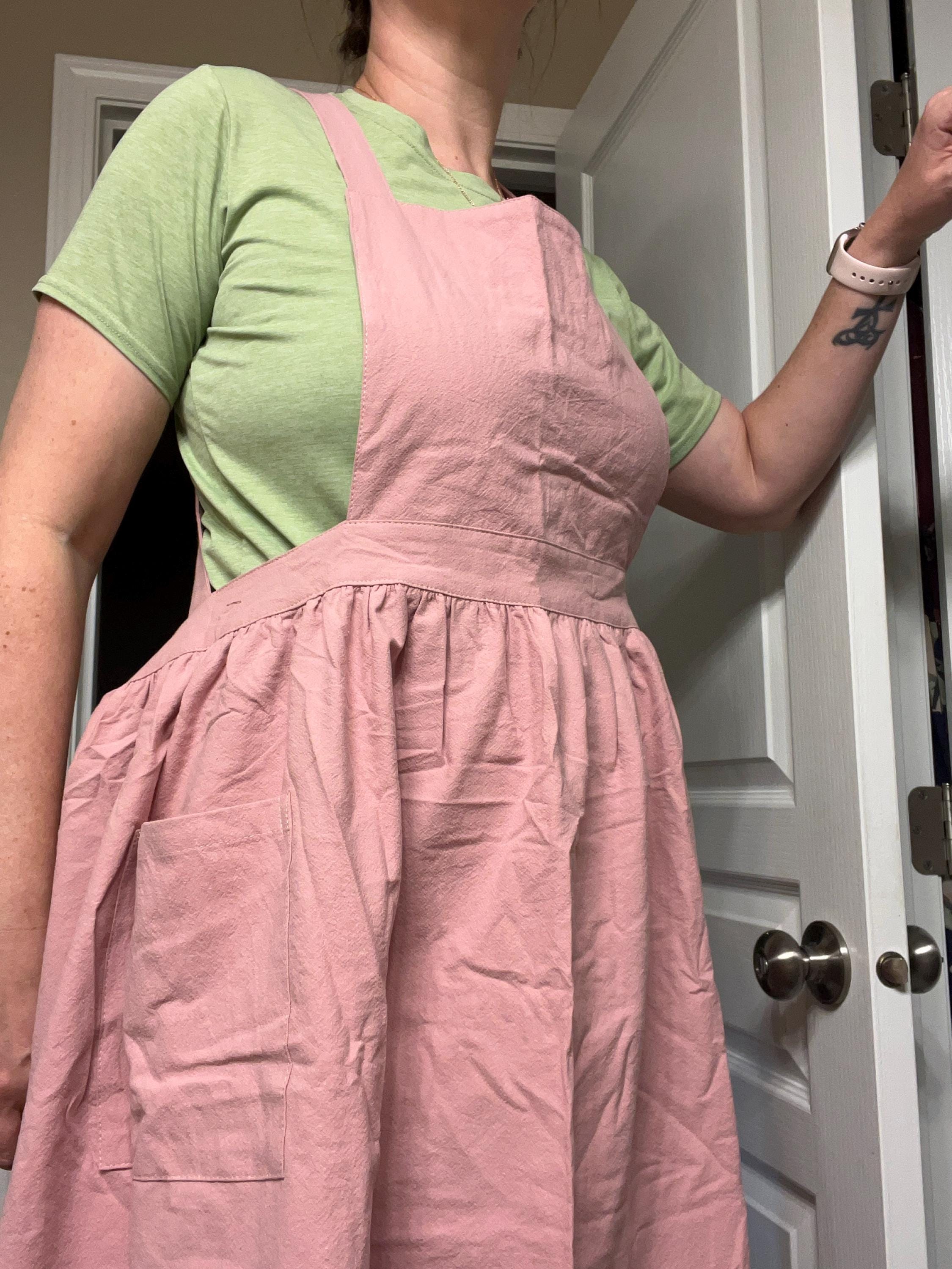aprons for women with pocket , pinafore aprons for women retro , green , medieval, kitchen dress , apron dress , ruffles , her gift, pink