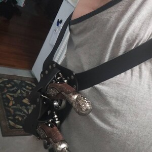 海賊フリントロックガンショルダーダブルレザーホルスター