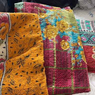 Wholesale Lot Vintage Kantha Quilt, Indian Sari Quilt Kantha Throw ...
