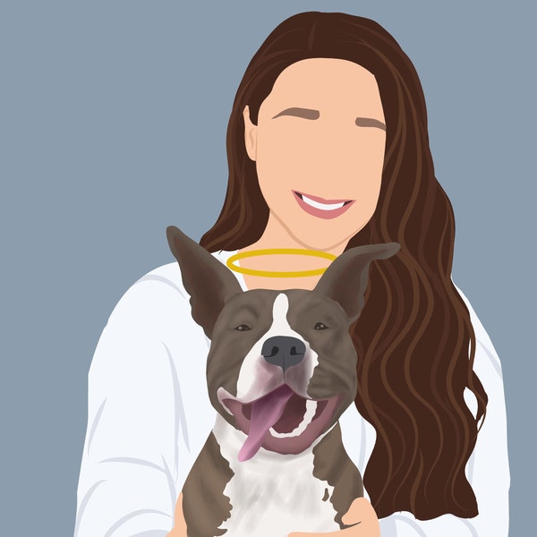 Pet Loss Memorial Portrait, Dog Memorial Gift, Cat Memorial Gift ...