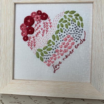 Rainbow Heart Sampler Digital Pattern Hand-embroidery, Stitching ...