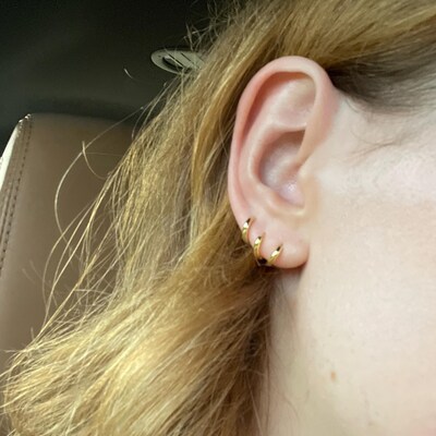 Florideco 12PC Threadless Flat Back Earrings - 18G/20G Hypoallergenic Studs & Hoops, 14K Gold Plated, For Cartilage, Helix, Nose