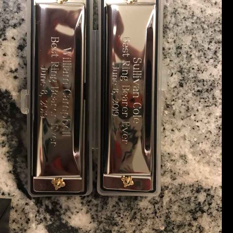 Harmonica Personalized Stainless Steel, Groomsmen, Kids Gifts, Ring bearer, Gifts for Men, Ring Security,  Officiant, Birthday, Christmas
