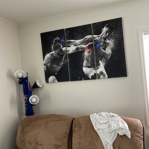 Poster Art Mural Anthony Joshua - Impression Sur Toile Style Grunge Sportif - Couleur Rouge - Bold Bloc Design