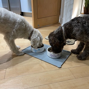 Personalised Ceramic Pet Bowl - Custom Name Dog Cat Rabbit Food Water Bowl (White)