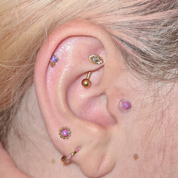 16G Evil Eye Eyebrow Ring/rook Barbell/curved Barbell/rook Earring/rook ...