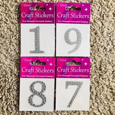 Diamante Number Stickers Self Adhesive 3D 0-9 Large 5cm - UK-700598