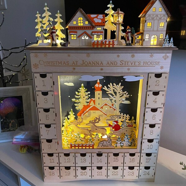 Personalised Wooden Lightup Music Box Christmas Decor LED Music Box Etsy