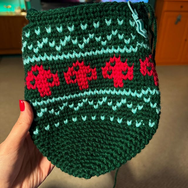 A customer's finished Prancing Deer Stocking Crochet Pattern
