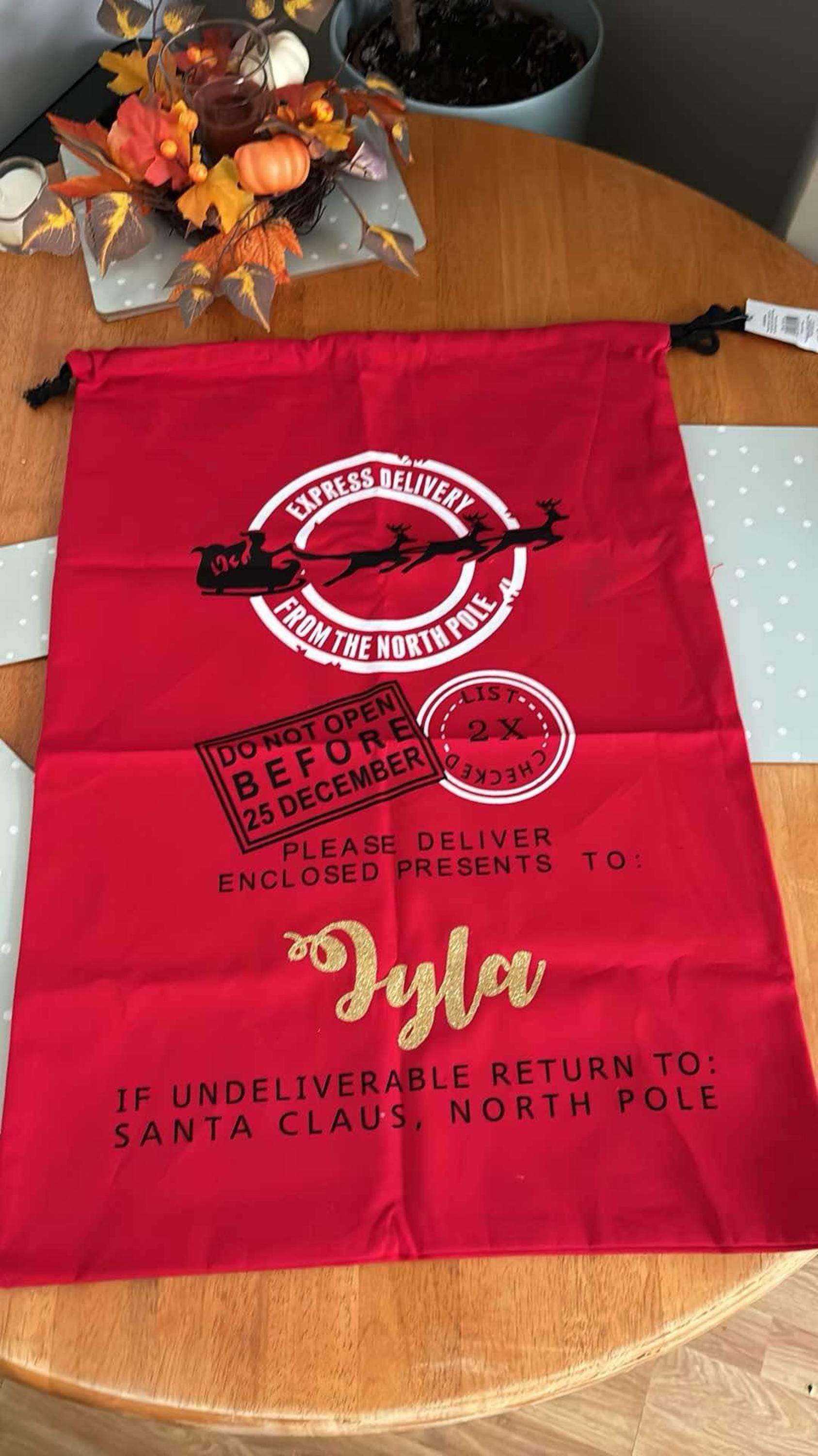 EARLY SALE! In stock,  Large Christmas Santa Sack- Personalised Xmas Father Christmas  gift bag