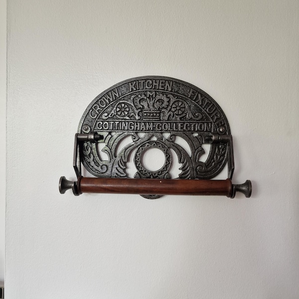 KITCHEN ROLL HOLDER Choose From 3 Designs Cast Iron Rustic Industrial ...