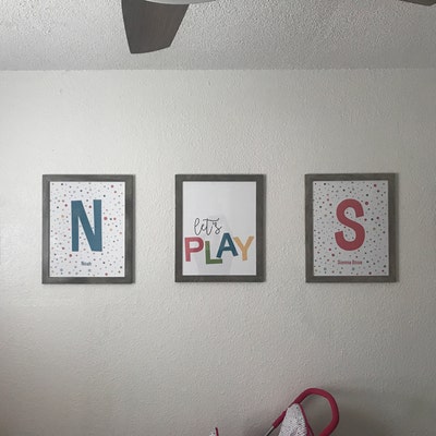 Set of Four Playroom Prints, Printable Wall Art, Lets Play, Lets Read ...