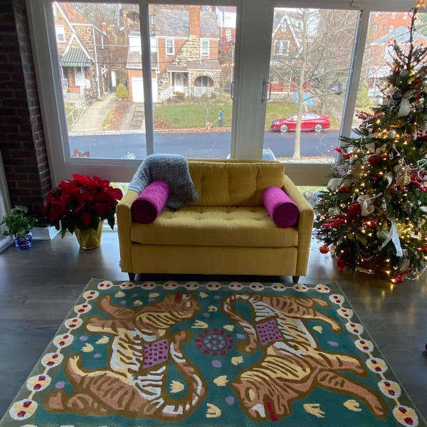 Round Rug, Abstract Round Carpet, White Round Rug Tufted Wool Circle ...