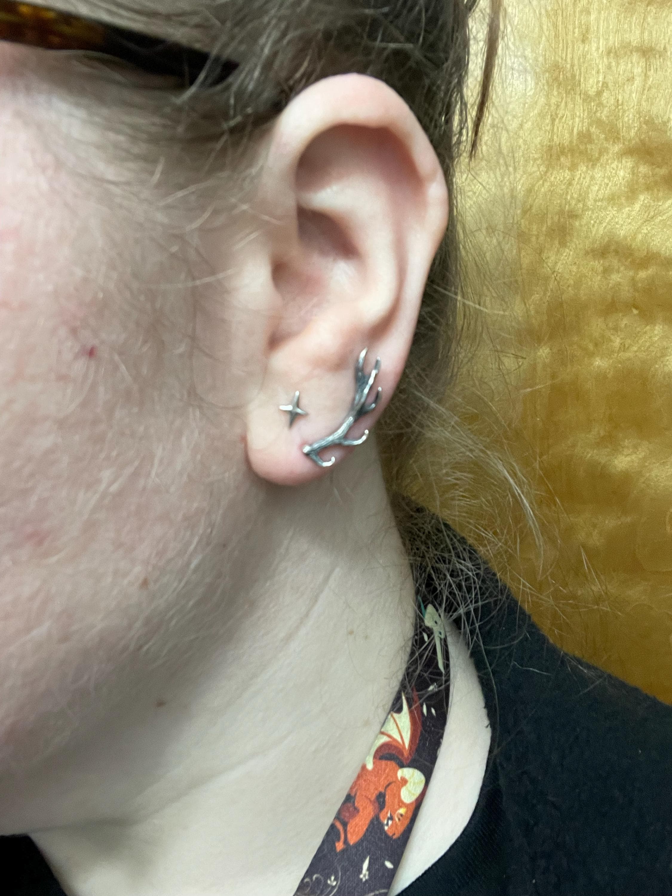 Sterling Silver Ear Cuff Earrings Antler Deer Earpin Boho Ear Crawler Wrap Earring Bohemian 925 Jewelry Gift Best Christmas Gift - FES006