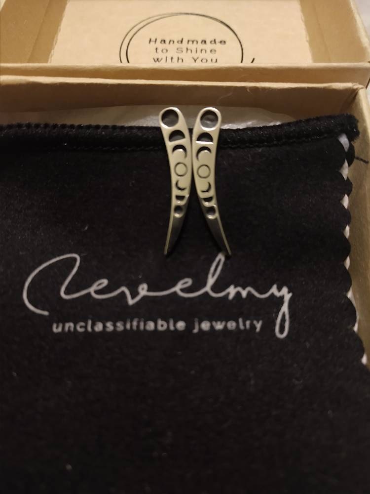 Moon Phases Ear Climber Silver Celestial Earrings Ear Crawler Earrings Modern Jewelry Bohemian Crescent Moon Ear Cuff Gift For Her - FES030