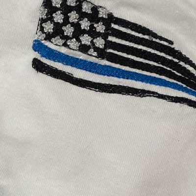 Thin Blue Line Embroidery Design, American Flag Embroidery, Police