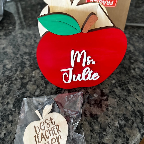 Teacher Wooden Apple- Teacher Appreciation Gift- Apple Pencil Holder ...