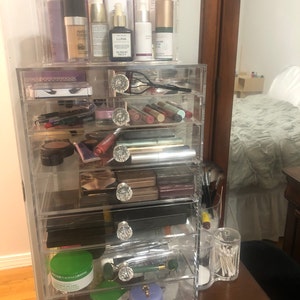 Clear Cosmetic Case and Vanity Storage With 7 Drawers Including Dividers by  Glamourebox A7RK 