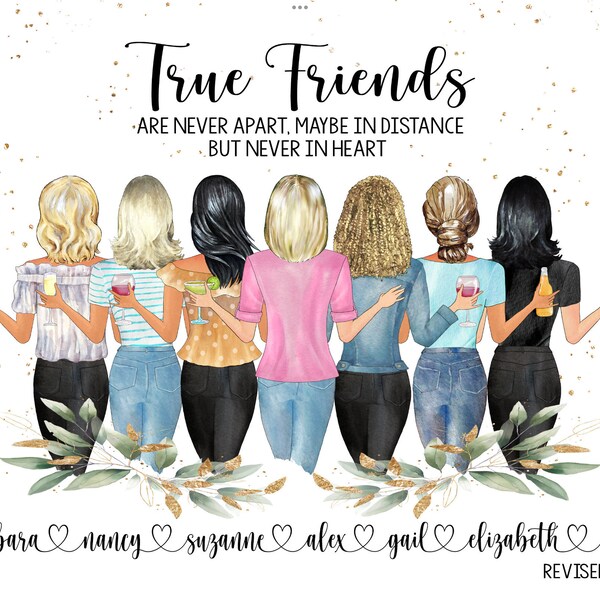 Custom Best Friend Portrait | PRINTABLE Personalized BFF Birthday Gift ...