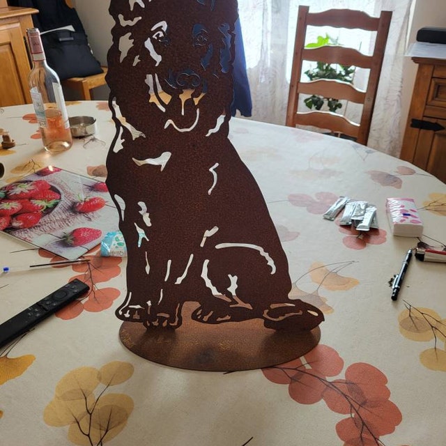 Hund Bastian Rauhaardackel Gartenstecker – 42x72 Cm, Edelrost Metall, Mit Erdspießen, Handarbeit Unikat