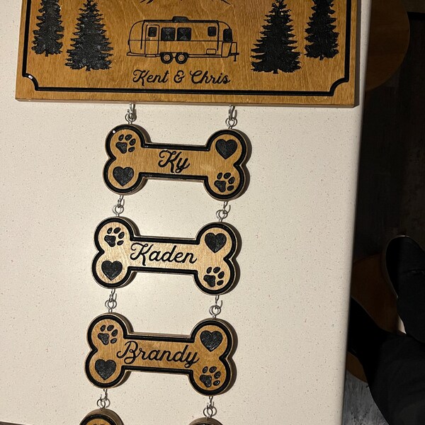 Personalized RV Sign & Pet Dog-bone Shaped Sign Combo, Camp Signs ...