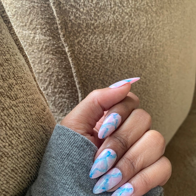 Matte Marble Dusty Pink Nails Blue Marble White Marble 