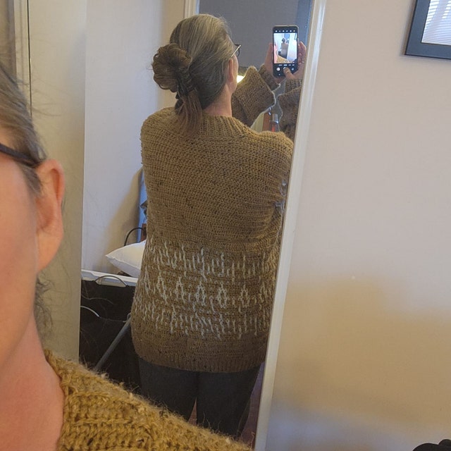 A customer's finished Wish Upon a Star Mosaic Cardigan Crochet Pattern