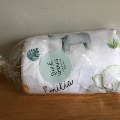 Personalized Elephant Baby Blanket - Custom Name Soft Minky Blanket For Newborn, Swaddle, Gift