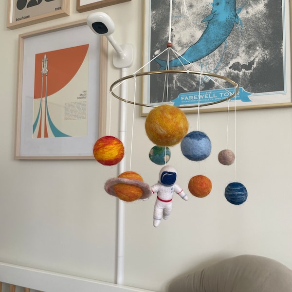 Solar System Mobile Crib Felt Planets Mobile Nursery Astronaut Mobile ...