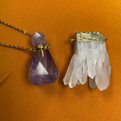 Faceted Perfume Bottle Pendant Necklace Natural Gemstone - Etsy